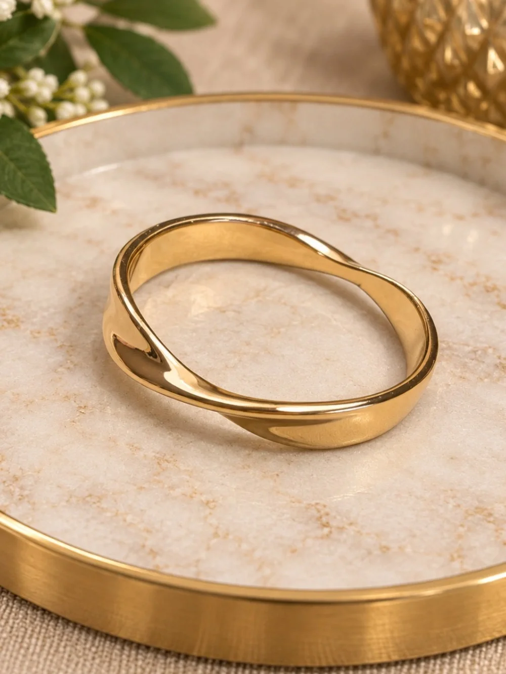 Gold Twisted Bangle Bracelet